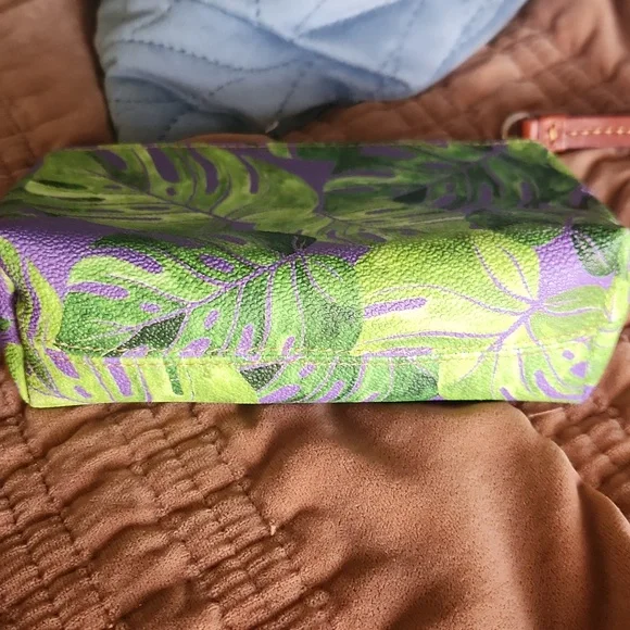 Dooney & Bourke Leaf Print Cosmetic Pouch - Purple and Green - Picture 3 of 4